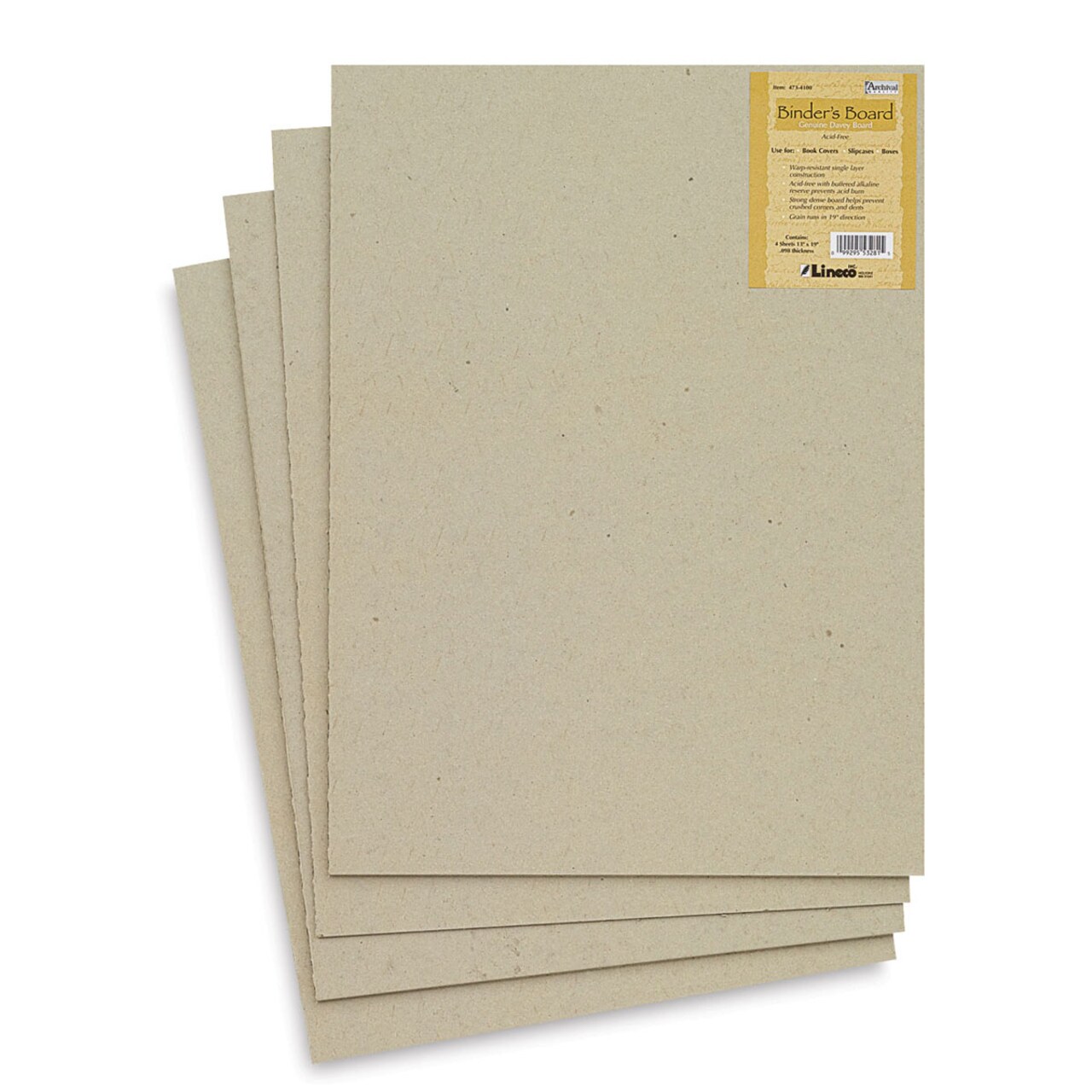 Lineco Acid-Free Binder&#x27;s Board - 15&#x22; x 20 1/2&#x22;, 100 pt, Pkg of 4